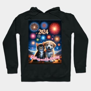 Paws & Pyrotechnics: A New Year's Celebration Hoodie